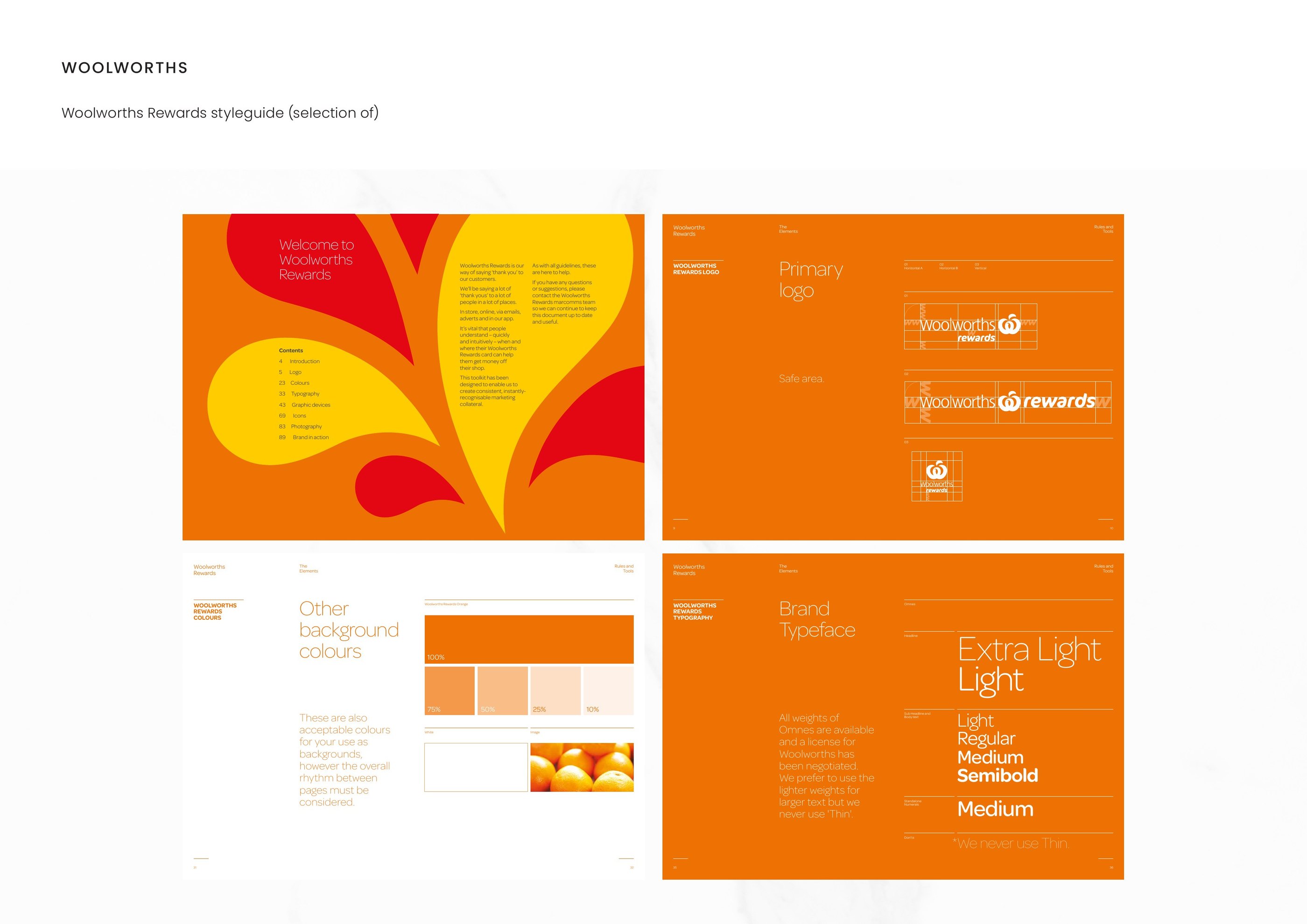 Woolworths — Woolworths Rewards styleguide (selection of)