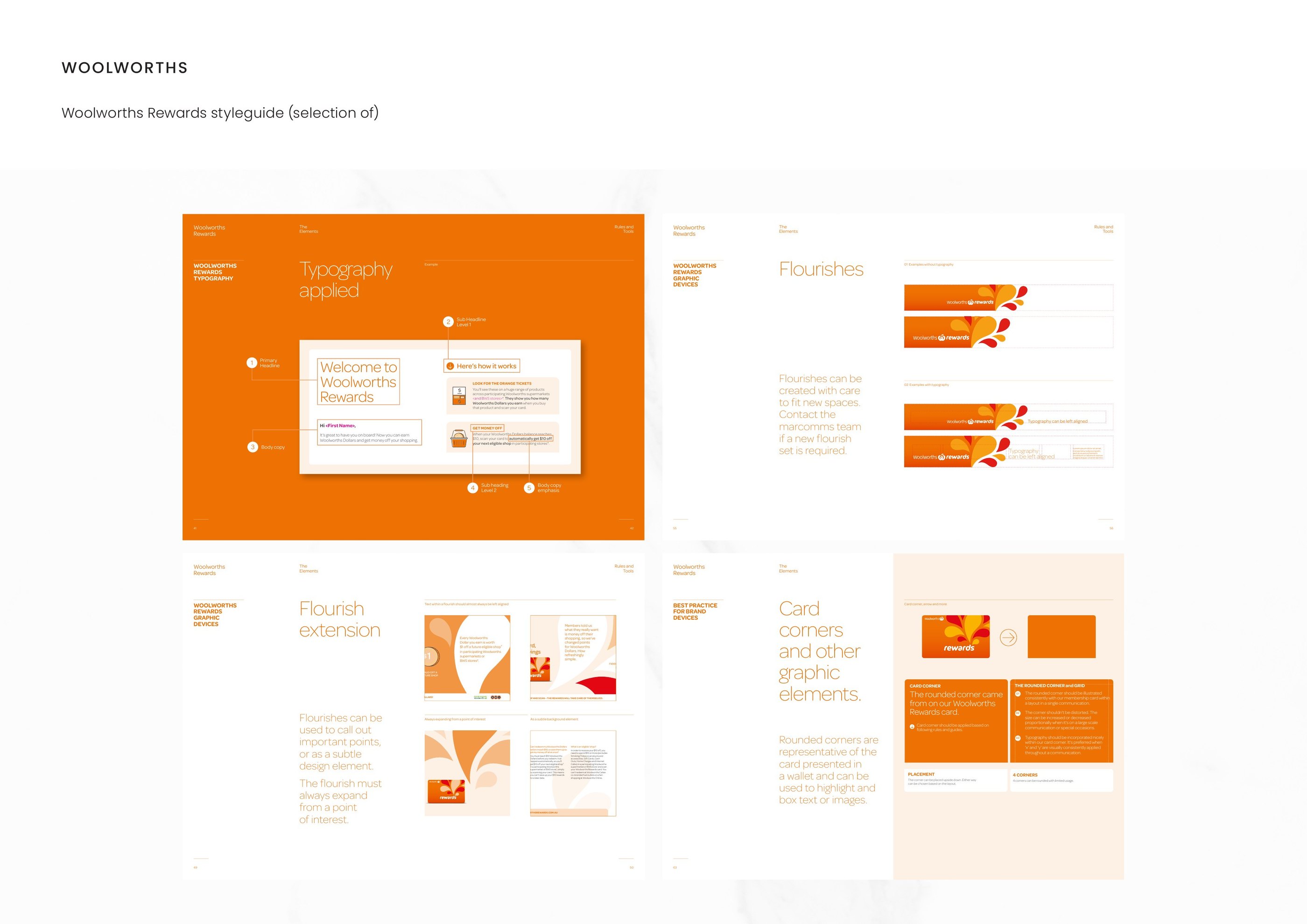 Woolworths — Woolworths Rewards styleguide (selection of)
