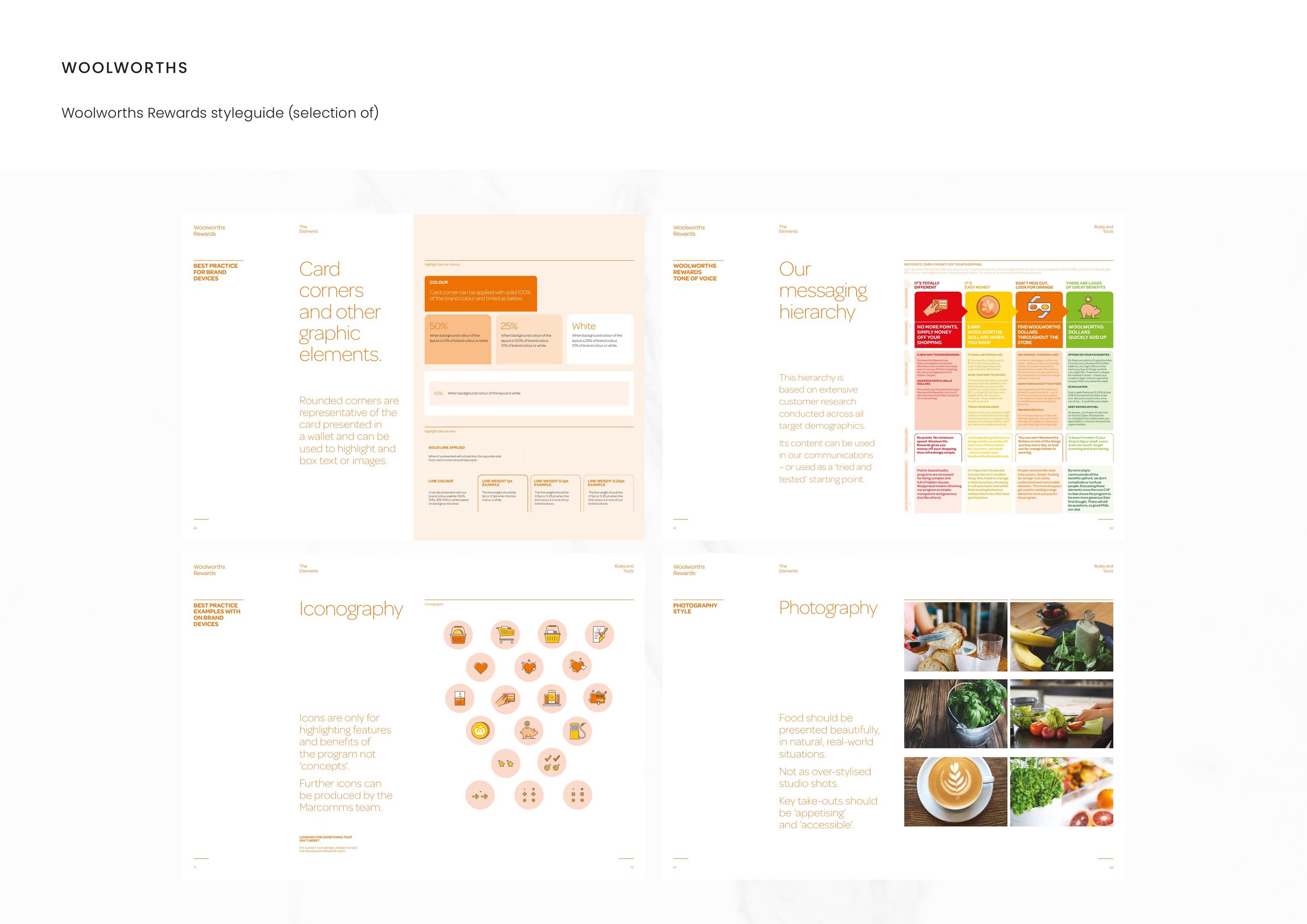 Woolworths — Woolworths Rewards styleguide (selection of)