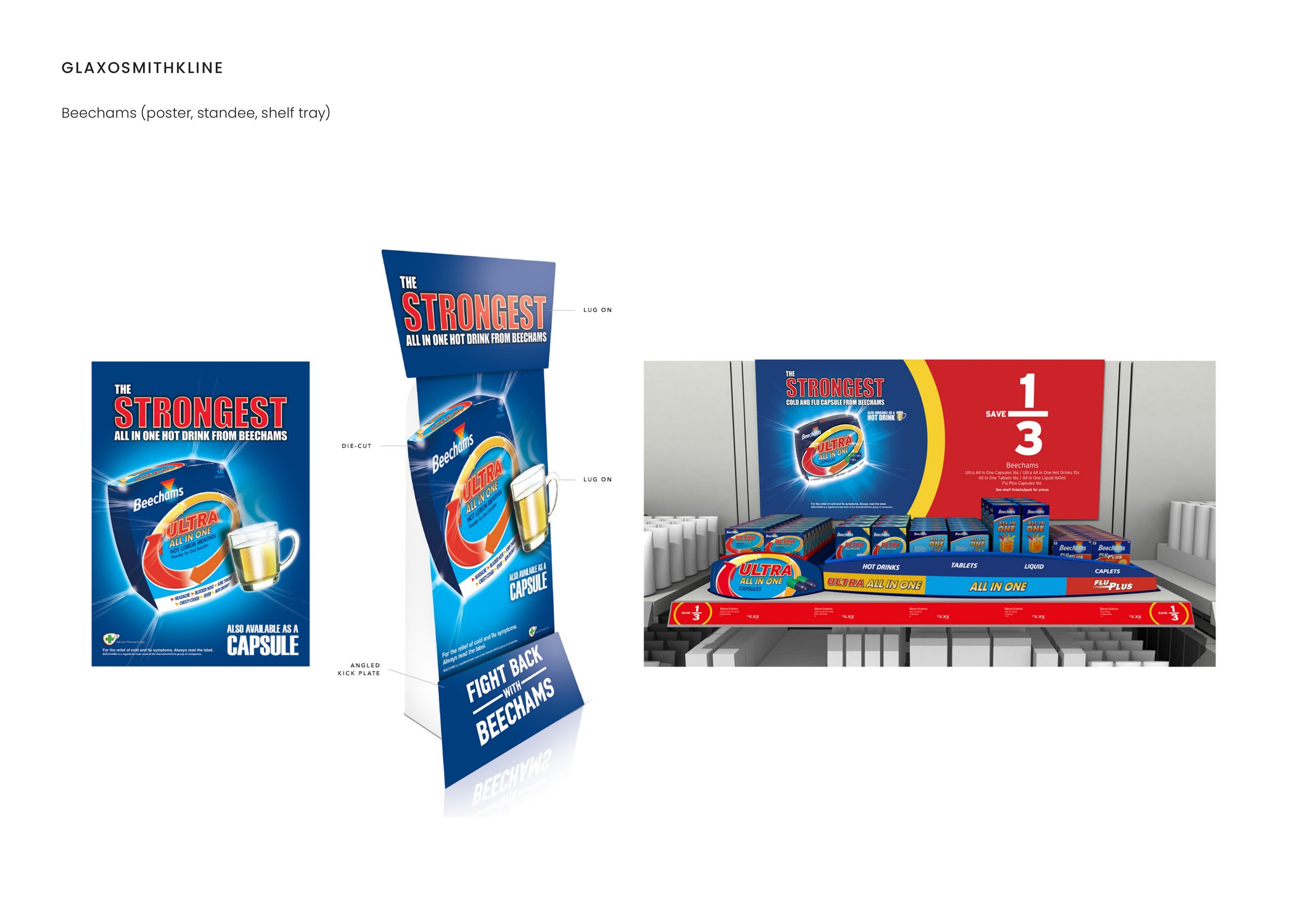 GlaxoSmithKline — Beechams — poster, standee, shelf tray