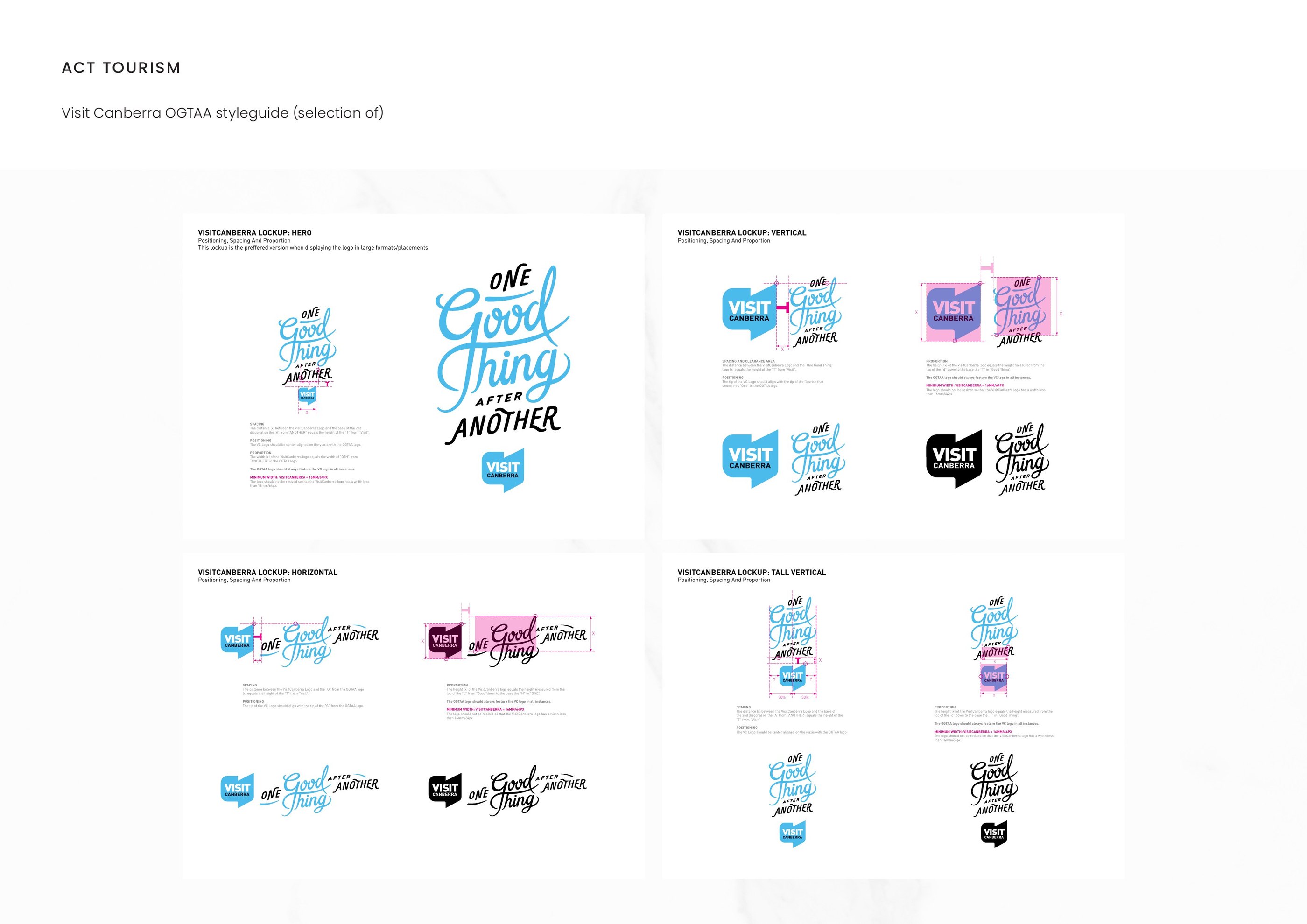 ACT Tourism — Visit Canberra OGTAA styleguide (selection of)