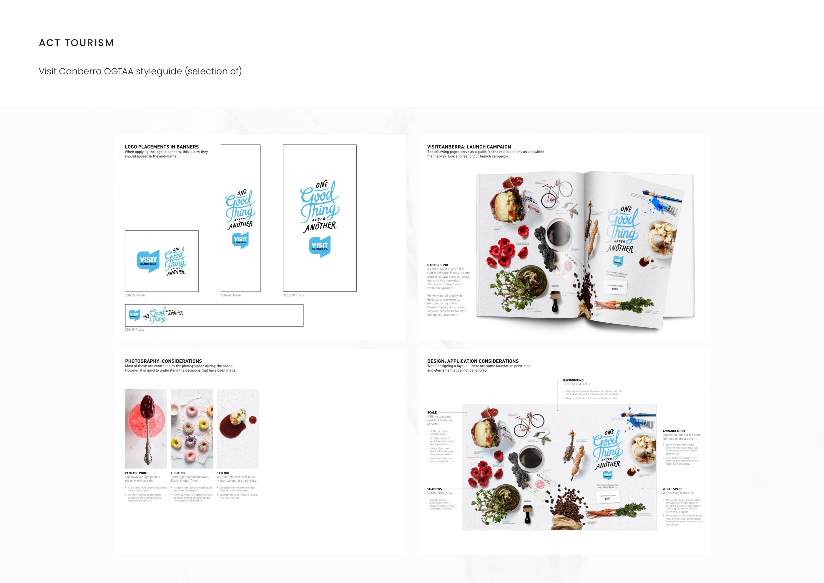 ACT Tourism — Visit Canberra OGTAA styleguide (selection of)