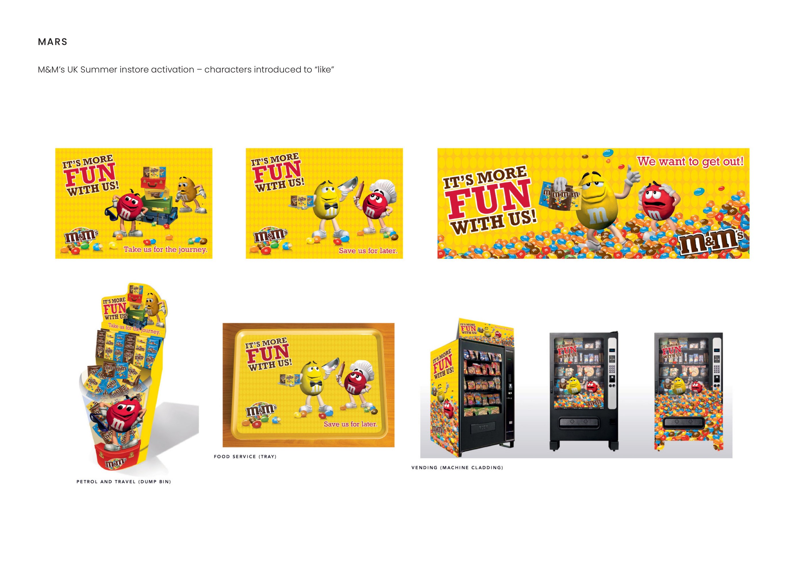 Mars — M&M's UK Summer instore activation — characters introduced to 'like'